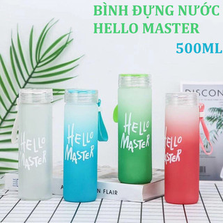 Bình nước Hello Master bình đựng nước thuỷ tinh 500ml