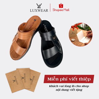 Dép da nam LuxWear, dép sandal chất liệu da PU loại đẹp đế cao su đúc DX01
