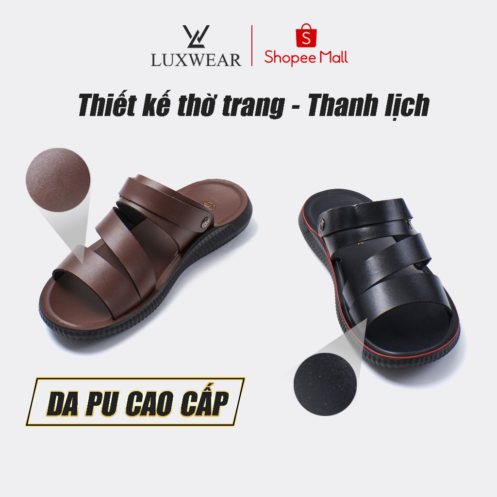 Dép Da Nam Thời Trang LuxWear Đế Cao Su Đúc Nguyên Khối DX02