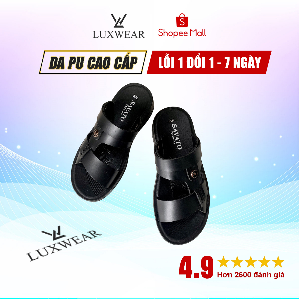 Dép da nam LuxWear chất liệu da PU loại đẹp đế cao su đúc DX01