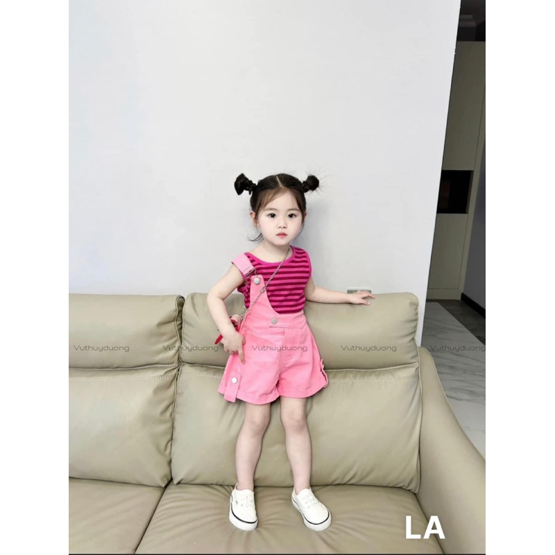 10-26kg set 2ct yếm đùi + áo ba lỗ, set yếm mùa hè bé gái, quần áo mùa hè bé gái