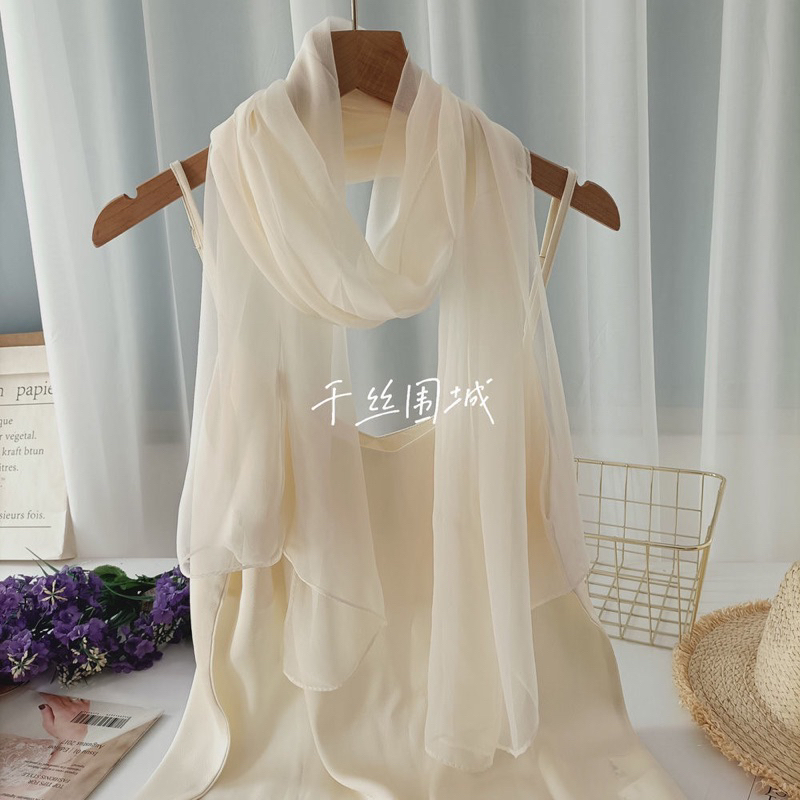 Khăn choàng voan tơ mỏng nhẹ 180*130cm chống nắng phối nhiều kiểu đi biển du lịch thời trang Linen cao cấp