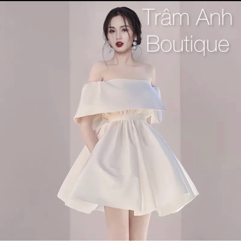 Đầm trễ vai tafta ánh kim Briebrie cao cấp,sang chảnh - 247