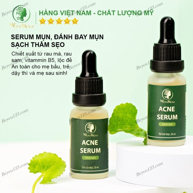 Combo trắng da, sạch mụn nám cơ bản Wonmom (1 serum mụn + 1kem nghệ tươi)