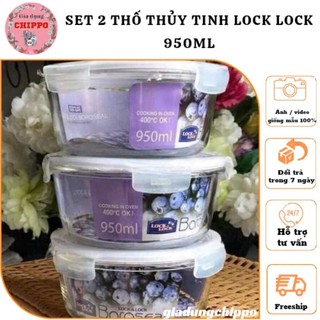 Bộ 2 thố thủy tinh lock lock 950ml , hộp đựng thực phẩm
