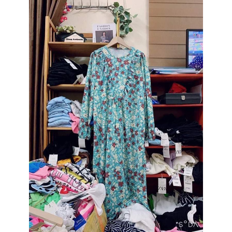 Váy xanh hoa zara auth size bé nhất