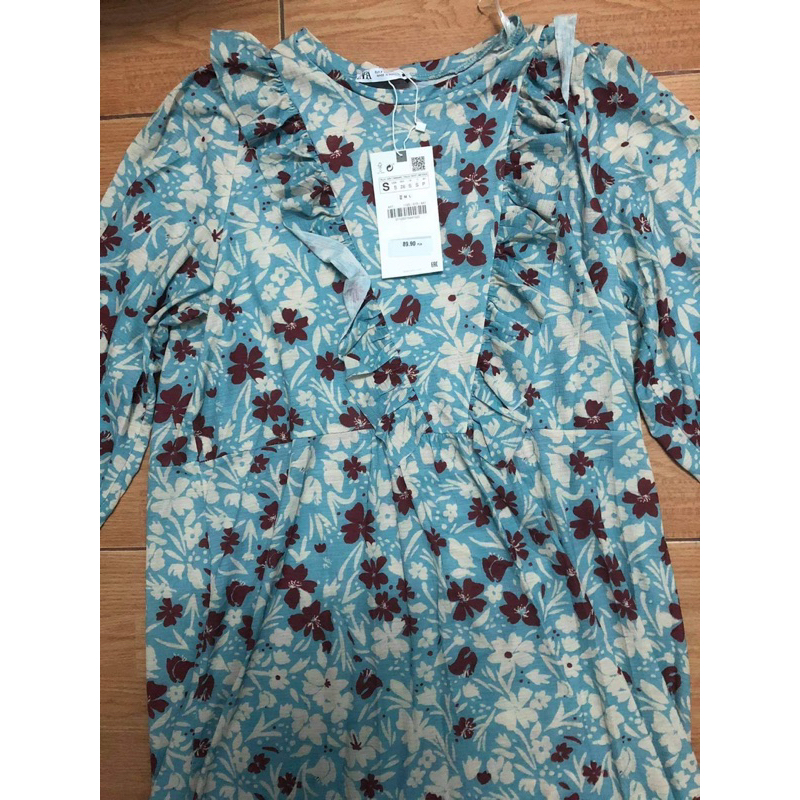 Váy xanh hoa zara auth size bé nhất