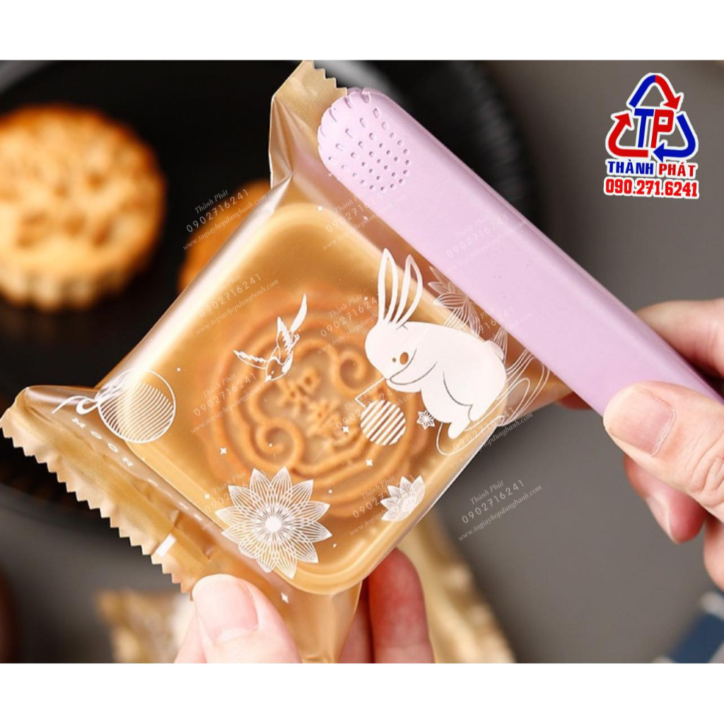 100 Khay túi thỏ vàng đựng bánh trung thu 75g -85g - mẫu mới 2023