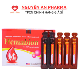 Siro hemabion bổ sung sắt, chiết xuất từ thực vật giúp bổ huyết , giảm hoa mắt- hộp 20 ống hemabion bổ sung sắt, bổ máu