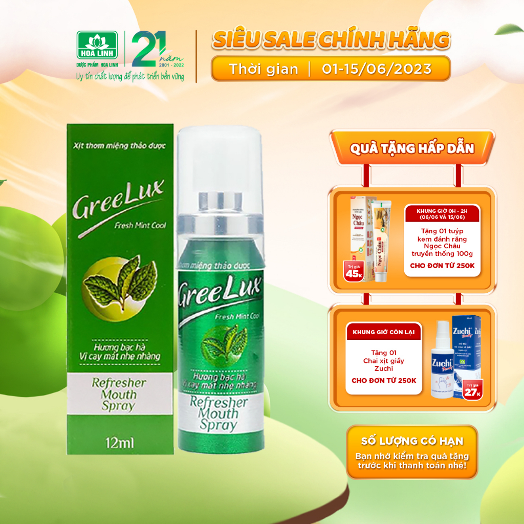 Xịt Thơm Miệng Greelux Fresh Mint Cool (vị cay mát nhẹ nhàng)