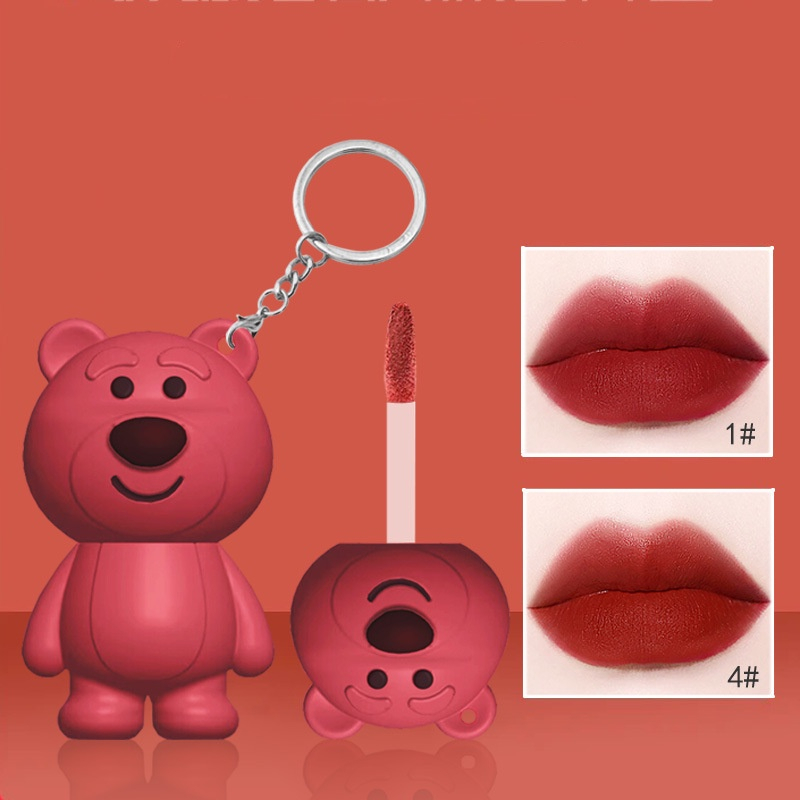 Son móc khóa gấu LOTSO nhung lì mềm mịn môi