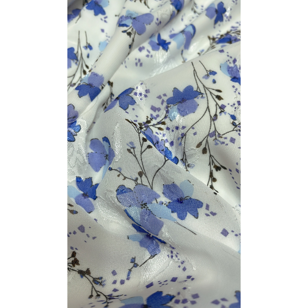 Áo dài hoa nhí xanh dương vai bồng tay lỡ form truyền thống tà dài tôn da nhẹ nhàng hot 2023 saam