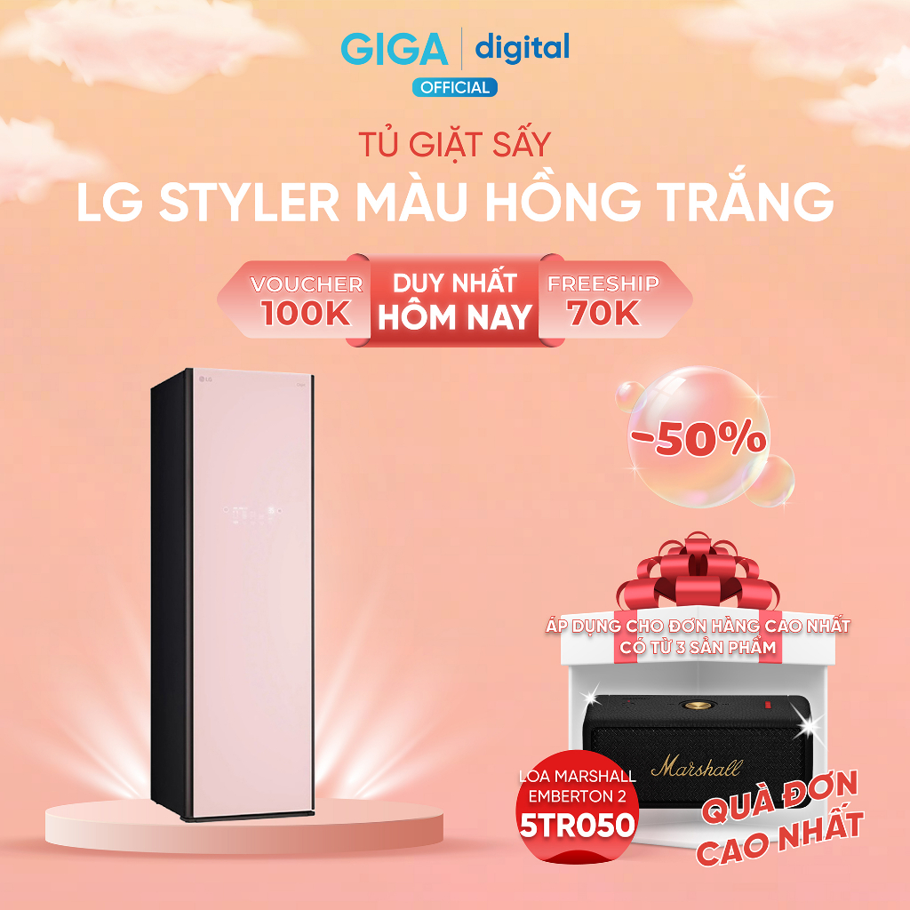 Tủ giặt sấy LG Styler Hồng/Trắng