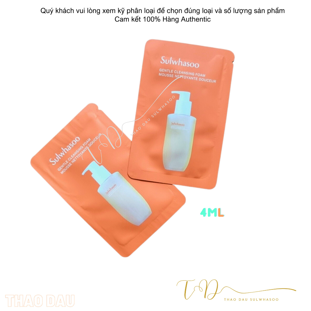 Gói sữa rửa mặt sulwhasoo sạch sâu ẩm mịn không nhờn rít khô da sulwhasoo gentle cleasing foam gói sample 2ml