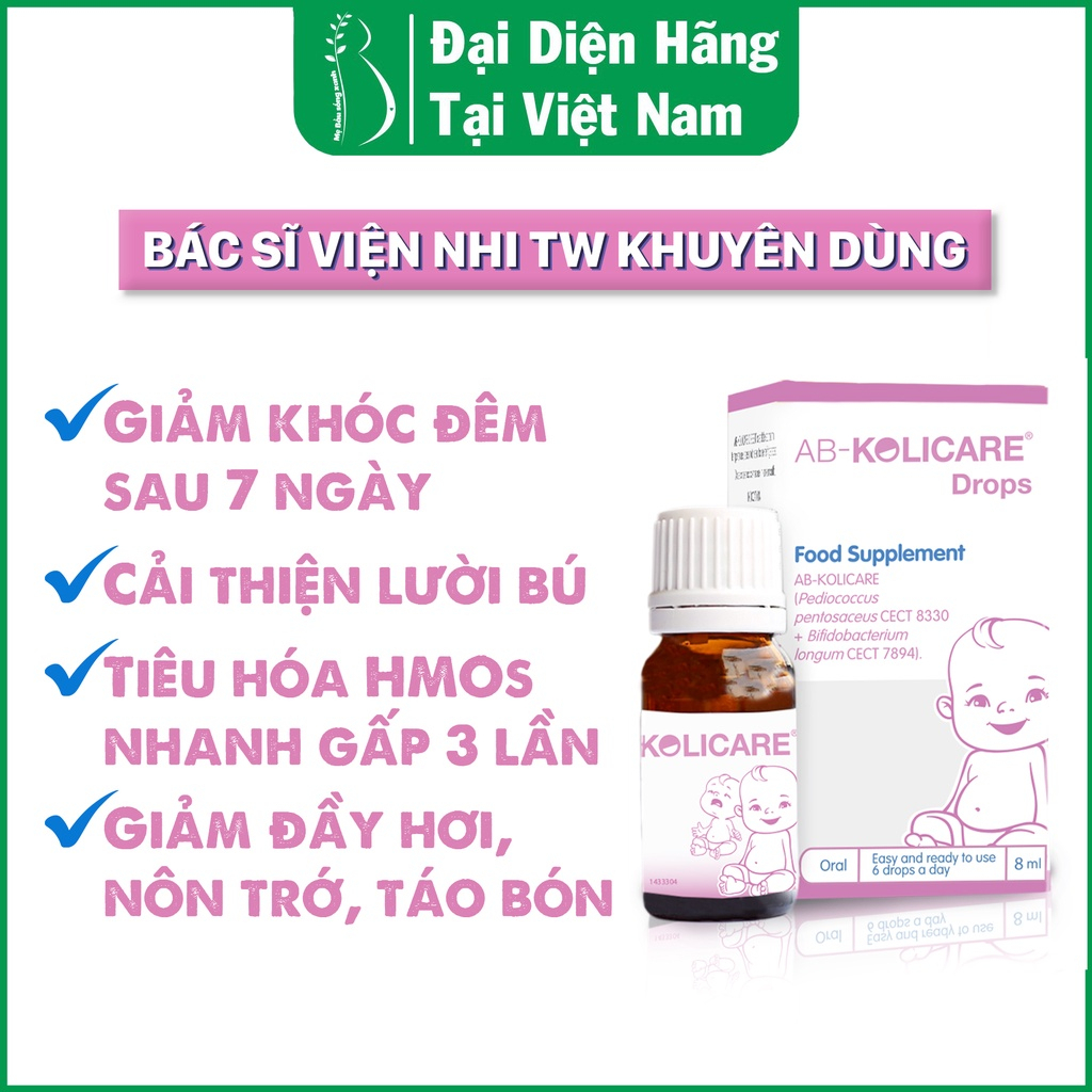 Men Vi Sinh Cho Bé Lười Bú, Khóc Đêm, Đầy Hơi, Nôn Trớ, Táo Bón: AB - Kolicare