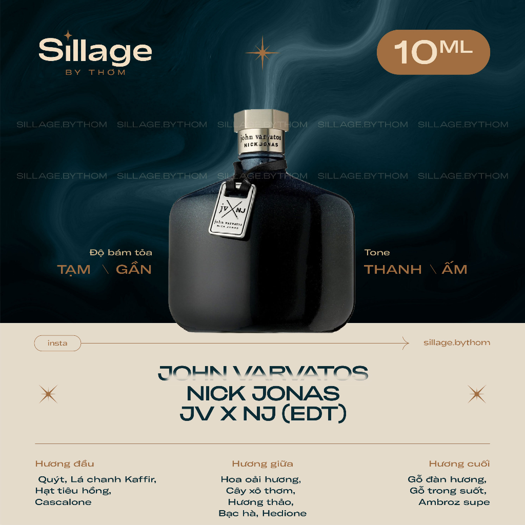 JOHN VARVATOS NICK JONAS JV x NJ EDT | Mẫu thử nước hoa nam