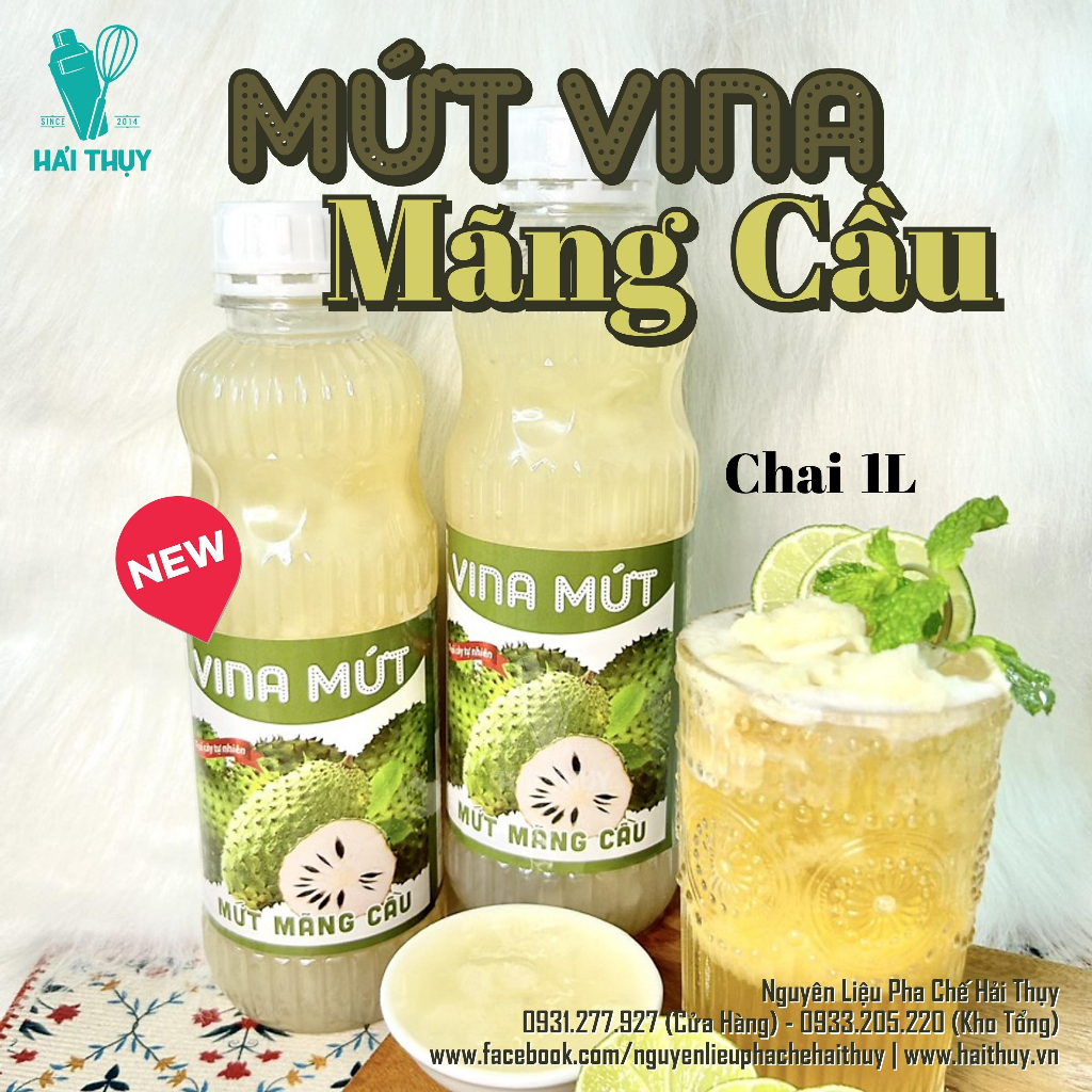 Mứt Vina Hot trend Trà Mãng Cầu chai 1 lít