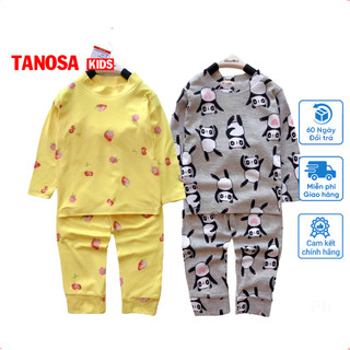Bộ Dài Tay Giữ Nhiệt bé trai bé gái cổ 3 phân TANOSA Cao Cấp Chất Cotton dẻo Mềm Mịn Thoáng Mát Size 8-24kg