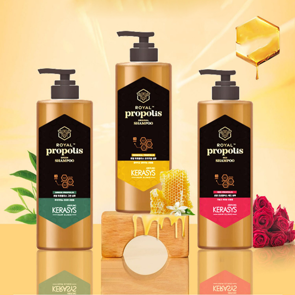 Cặp dầu gội xả phục hồi siêu mượt Kerasys Royal Propolis 500ml