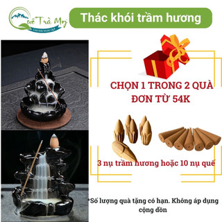 Thác khói trầm hương đốt nhang nụ trầm, nụ quế-Quế Trà My khói ngược, lư xông trầm - đồ thờ cúng thần tài, phong thủy.