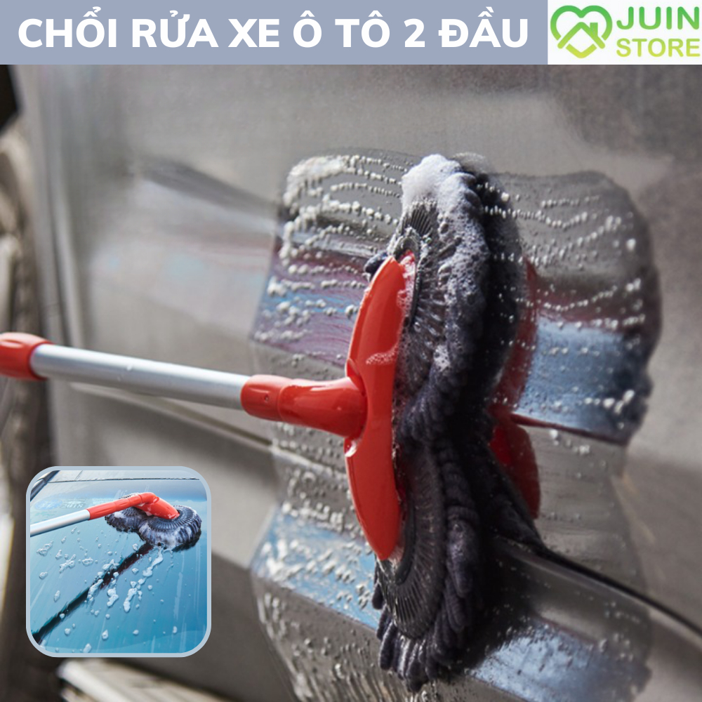 Chổi rửa xe ô tô 2 đầu co rút thông minh, Chổi rửa xe xoay 360 độ chất liệu bền đẹp chắc chắn tiện lợi