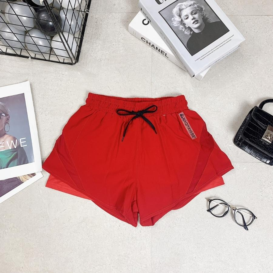 Quần short nữ tập  gym, yoga, chạy bộ 2 lớp trẻ trung lớp ngoài chất gió lớp trong chất vải thun lạnh mềm mịn thoáng mát