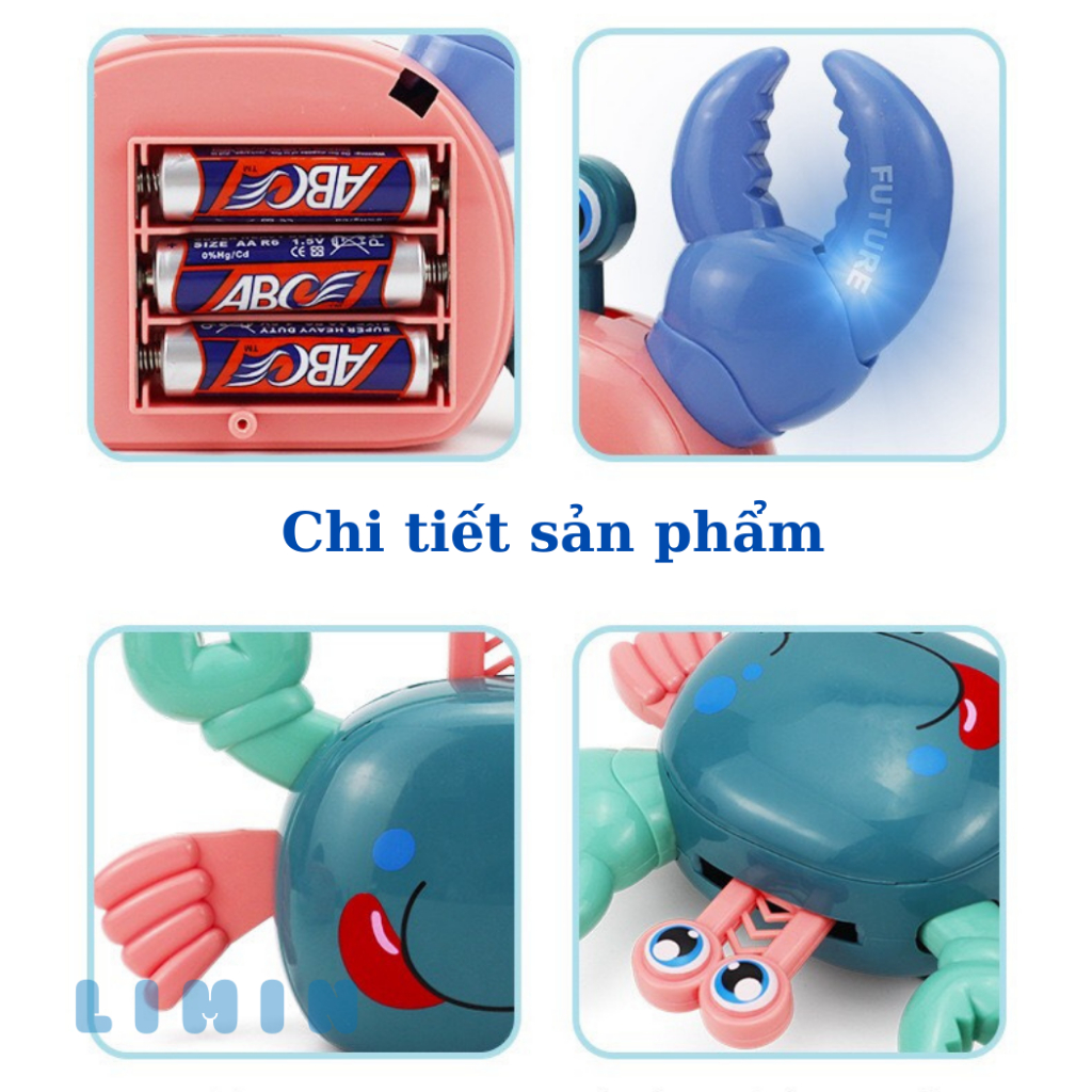 Đồ chơi trẻ em cua vui vẻ có đèn có nhạc, di chuyển ngộ nghĩnh cho bé yêu