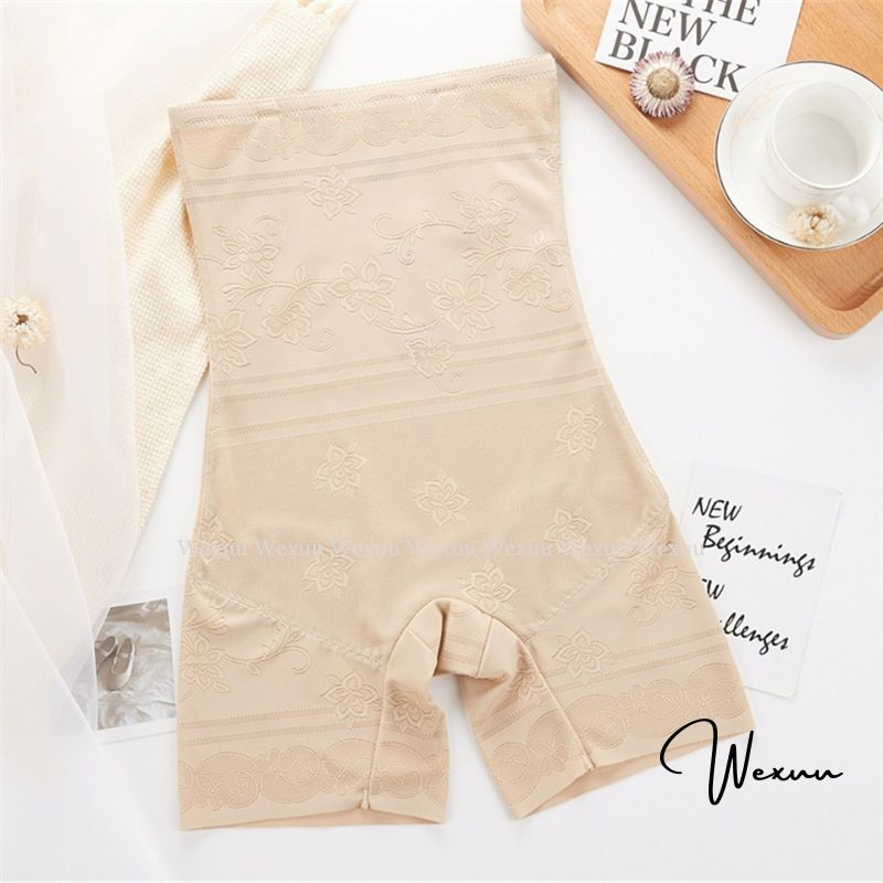 Quần gen bụng cạp cao dáng đùi WEXUU chất thun dệt hoa chìm pha lưới thoáng khí có nẹp chống cuộn siêu tôn dáng - GB32