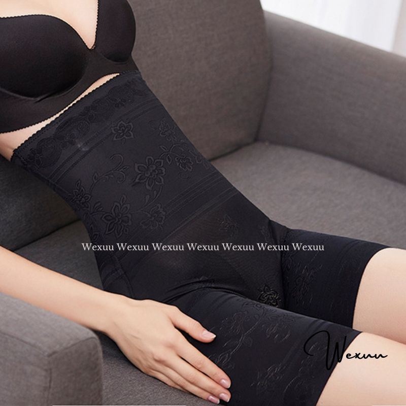 Quần gen bụng cạp cao dáng đùi WEXUU chất thun dệt hoa chìm pha lưới thoáng khí có nẹp chống cuộn siêu tôn dáng - GB32