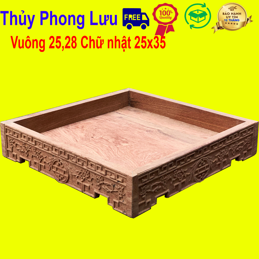 Khay trà không lối thoát gỗ hương khay trà trạm thọ 3 cỡ khay vuông 25,28 và 35x25
