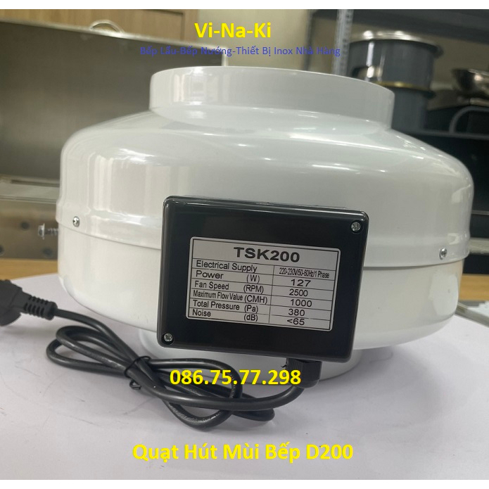 Quạt hút mùi bếp D200, quạt hút nối ống phi 200, quạt cấp gió thông phòng, quạt hút công nghiệp