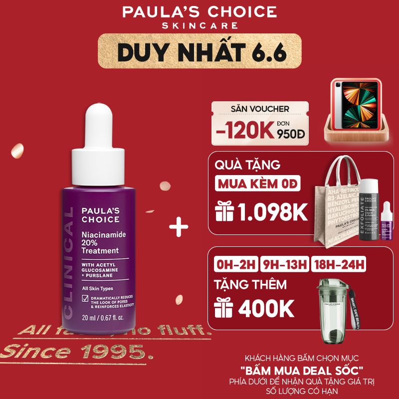 Tinh chất se khít lỗ chân lông tối ưu Paula's Choice Clinical Niacinamide 20% Treatment 20ml mã 8030