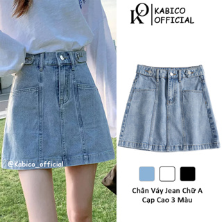 Chân Váy Jean KABICO Chữ A Ngắn Nữ Cạp Cao Phong Cách Đơn Giản Kèm Quần Trong V7
