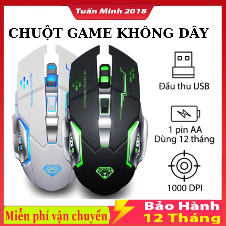 Chuột Gaming Không Dây T28 Dành Cho Game Thủ Click Không Gây Tiếng Ồn Có Đèn LED Chơi Game Cực Đã Bảo Hành 1 Năm