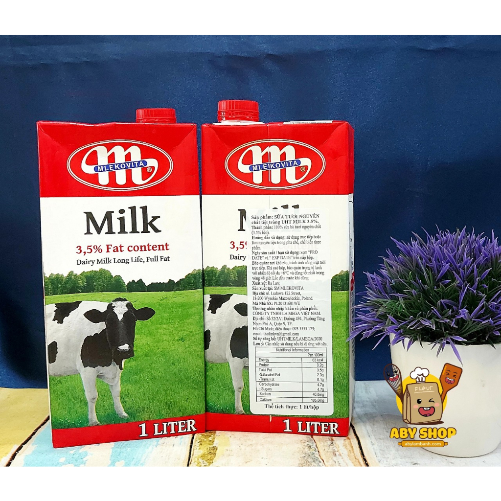 Sữa tươi nguyên kem Balan Mlekovita 1L ⚡ GIÁ TỐT NHẤT ⚡ 1 hộp sữa tươi chuyên pha trà sữa, làm bánh kẹo