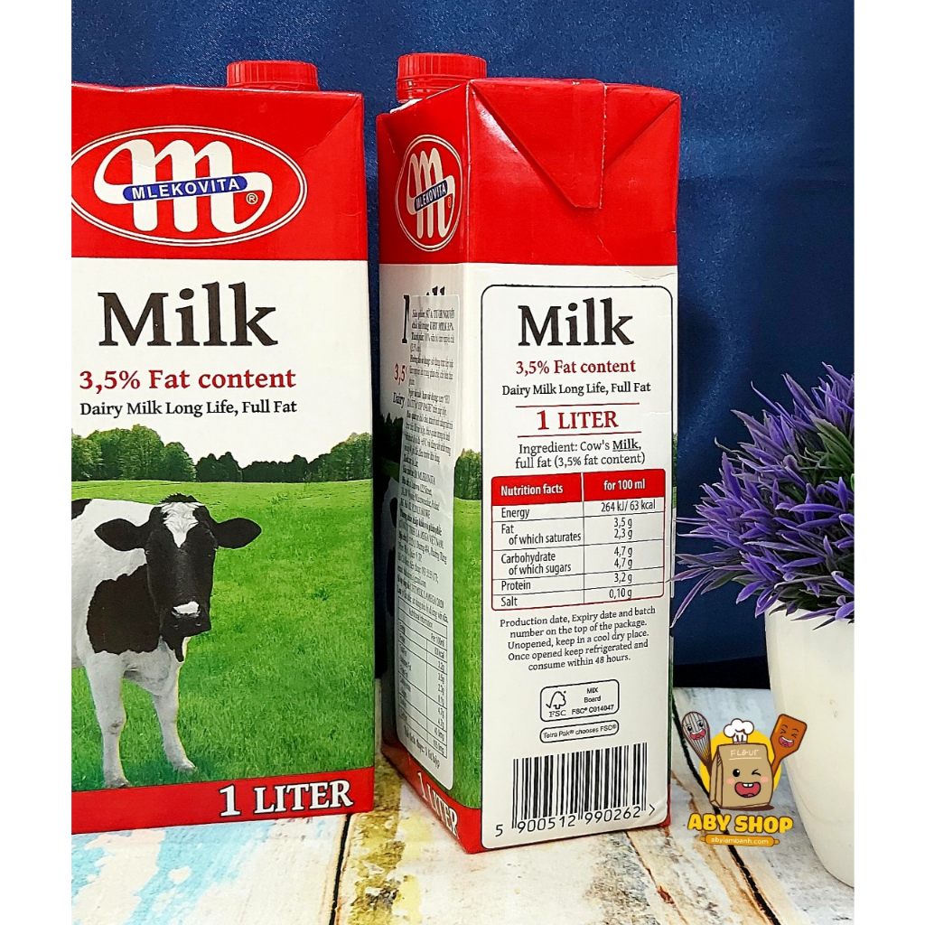 Sữa tươi nguyên kem Balan Mlekovita 1L ⚡ GIÁ TỐT NHẤT ⚡ 1 hộp sữa tươi chuyên pha trà sữa, làm bánh kẹo
