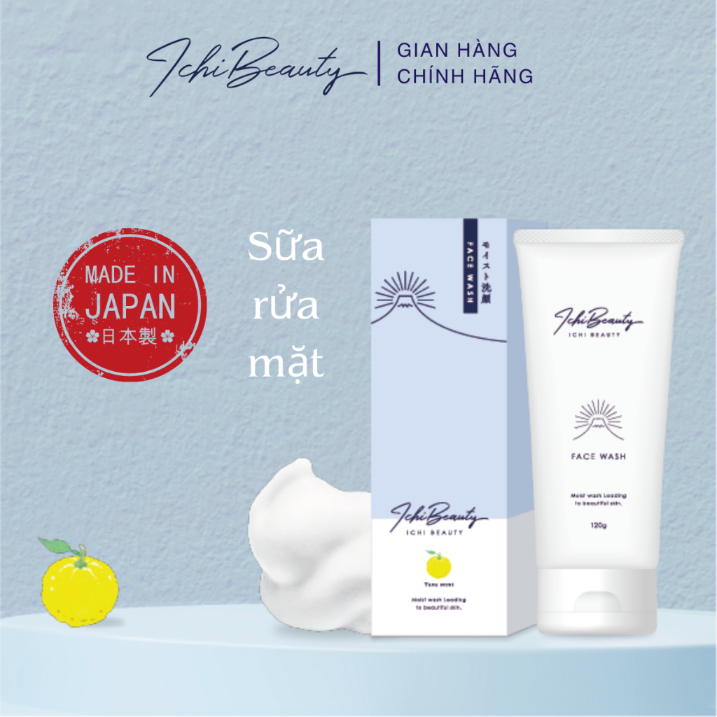 Sữa rửa mặt trắng da Ichi Beauty Face Wash cho nam nữ dưỡng trắng Vitamin C Niacinamide Nhật Bản 120g | Ichibeauty.vn