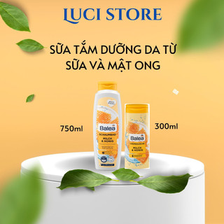 Sữa tắm dưỡng ẩm balea milch & honig sữa và mật ong dưỡng trắng cho da mềm mịn, mượt mà 750ml & 300ml hàng đức
