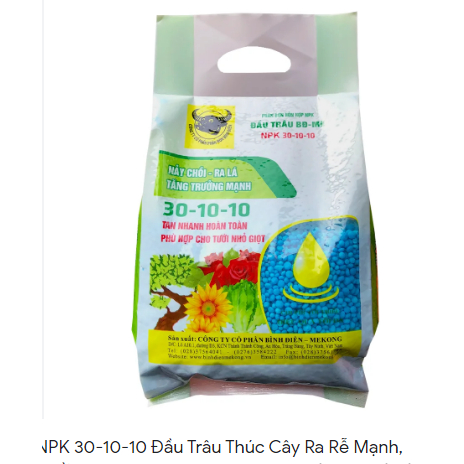 Phân NPK 30-10-10 Đầu Trâu Gói 1Kg – Kích Chồi Ra Lá Nhanh
