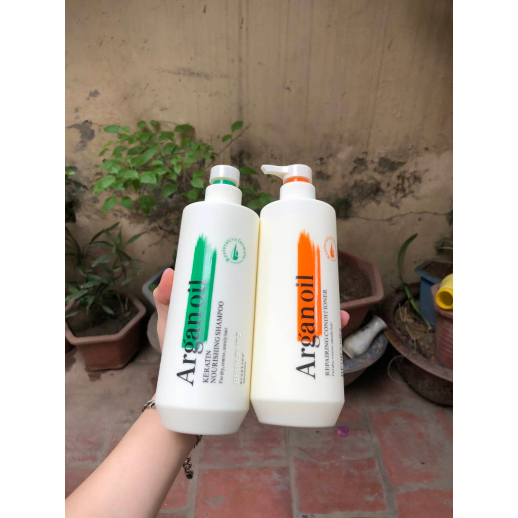 Cặp Dầu Gội Xả BFOREXRS ARGAN OIL Cao Cấp, Siêu Mượt, Phục Hồi Tóc Hư Tổn 100% Organic 500ml/chai
