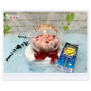 Topper chữ ilove mom đính hạt trân châu Cắm trang trí bánh kem, bánh sinh nhật, rau câu....
