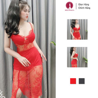 Đầm 2 dây kèm quần hien pham store, kiểu ren xuyên thấu, mã sản phẩm 7273