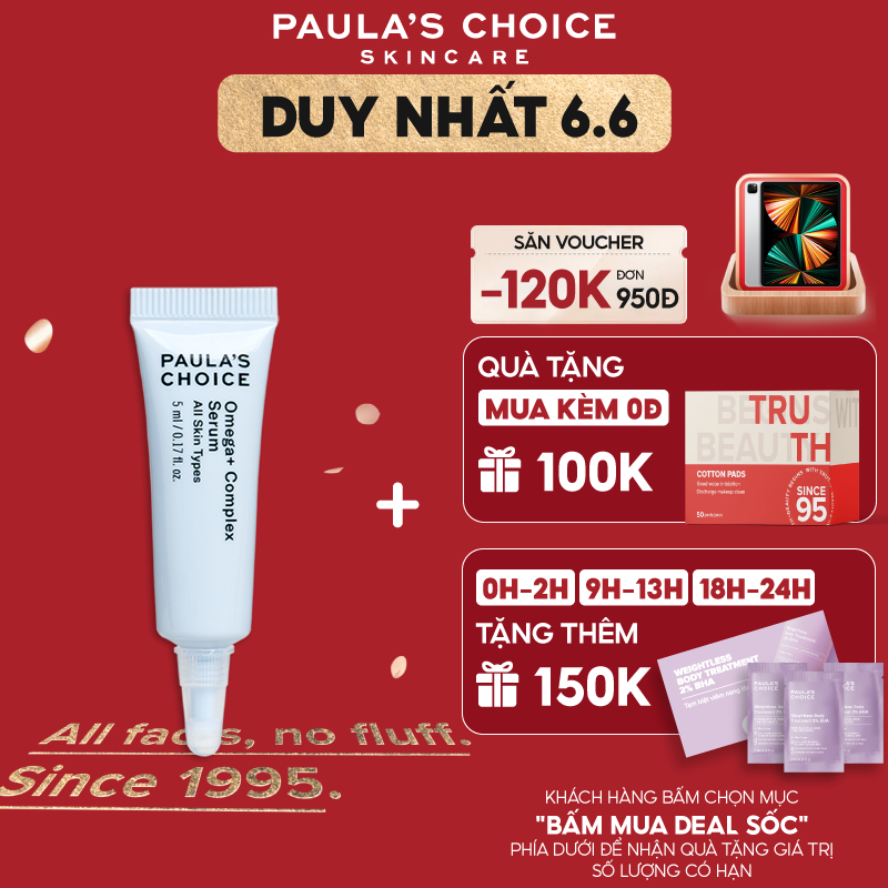 Tinh chất phức hợp trẻ hóa và thức tỉnh làn da tối ưu Paula’s Choice Resist Omega + Complex Serum 5ml 2137
