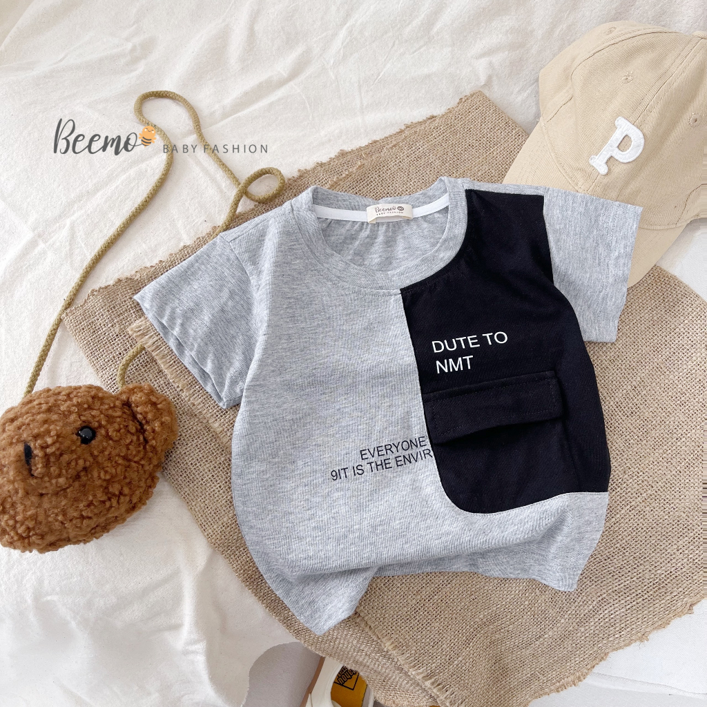 Set bộ quần áo Beemo phối thân kèm túi hộp cá tính mặc hè vải cotton mềm mại, co giãn cho bé 1 - 7 tuổi 23356B