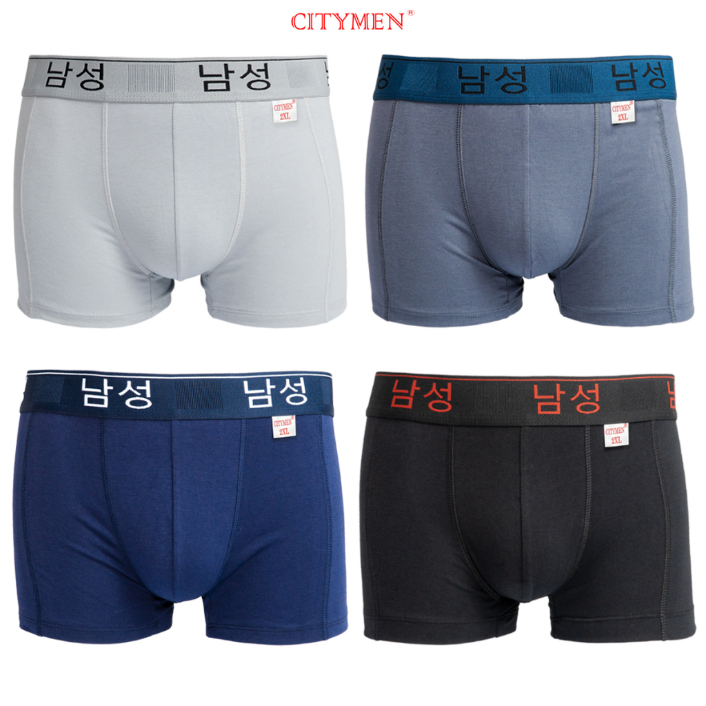 Combo 4 Quần Lót Nam boxer vải cotton hiệu CITYMEN co dãn 4 chiều lưng Hàn Quốc cao cấp, sịp đùi - LMSP-HANBC