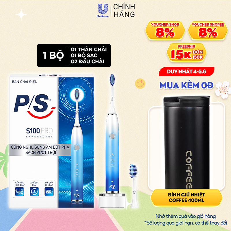 Bàn Chải Điện P/S S100 PRO - Công Nghệ Sóng Âm, Chải Sạch Mảng Bám Tới 10X - Xanh Ombre | BigBuy360 - bigbuy360.vn