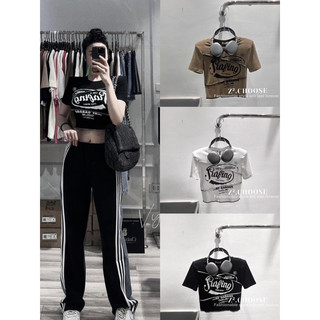 Áo croptop thun họa tiết chữ QCL1 LuciK Shop AT0004