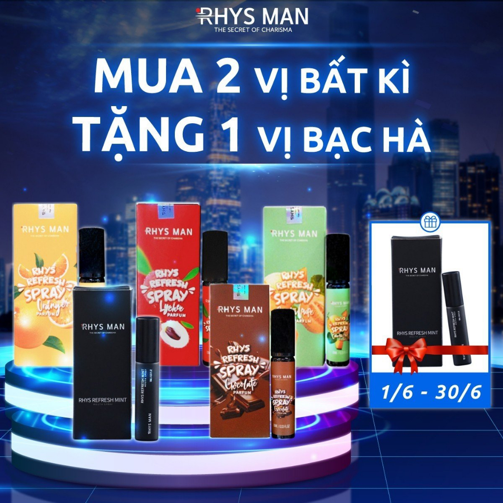 Xịt Thơm Miệng Rhys Refresh Spray Hương Trái Cây The Mát RHYS MAN 10ml