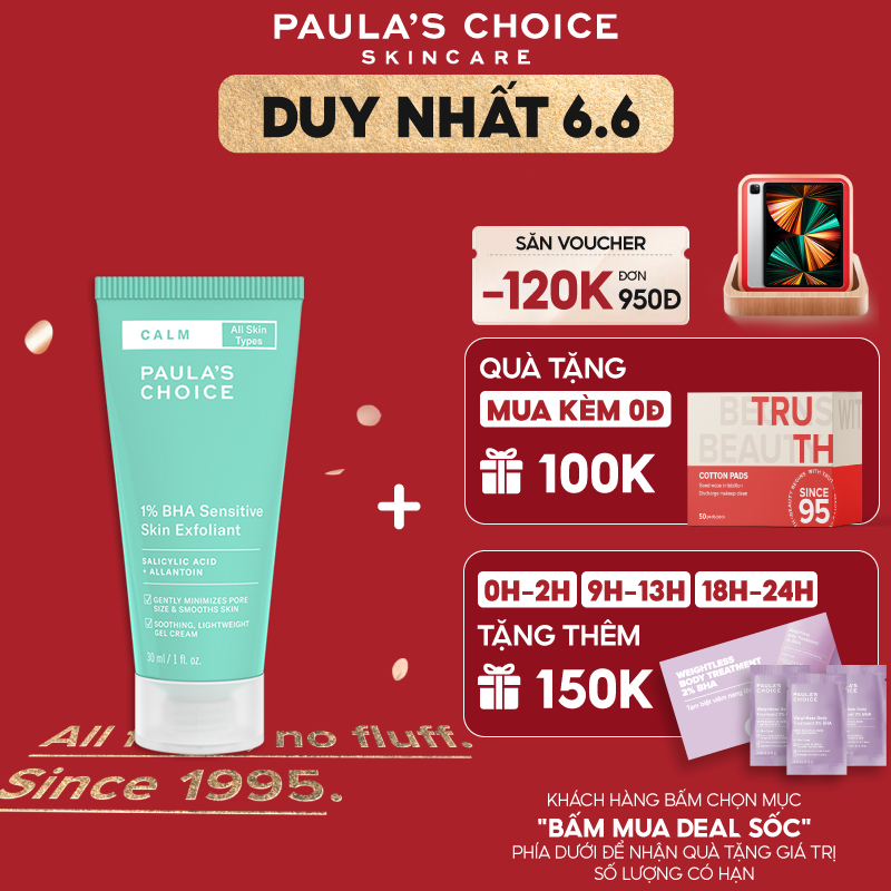 Gel loại bỏ tế bào chết dịu nhẹ cho da nhạy cảm Paula's Choice Calm 1% BHA Sensitive Skin Exfoliant 15ml 9217