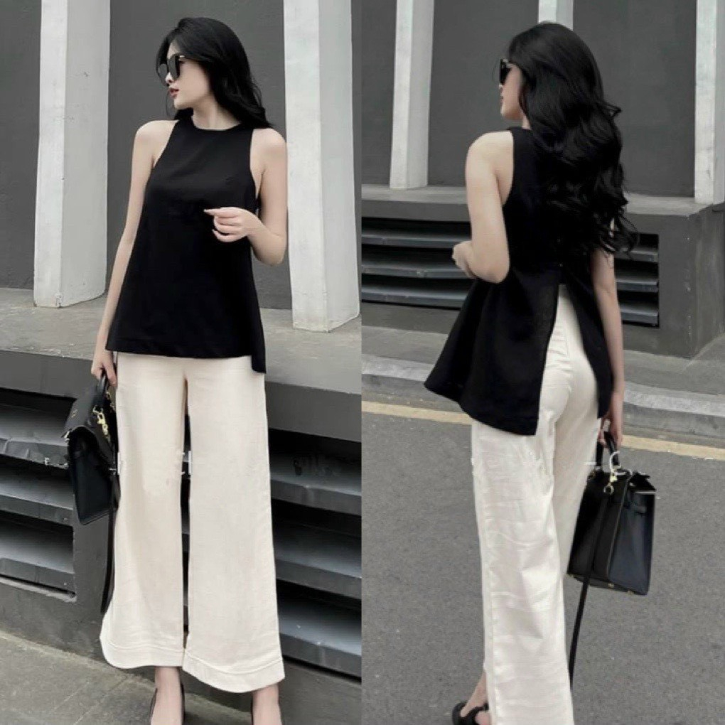 Set bộ nữ đi chơi sang chảnh - Set Quần ống suông rộng cá tính -Bộ đồ nữ mùa hè thời thượng , trẻ trung ,sành điệu 1